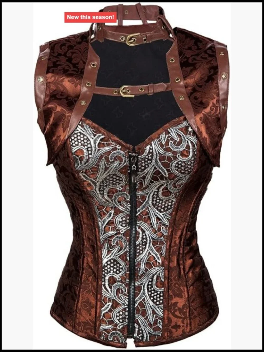 Womens Steampunk Gothic Steel Boned Vintage Corset Jacquard Satin
